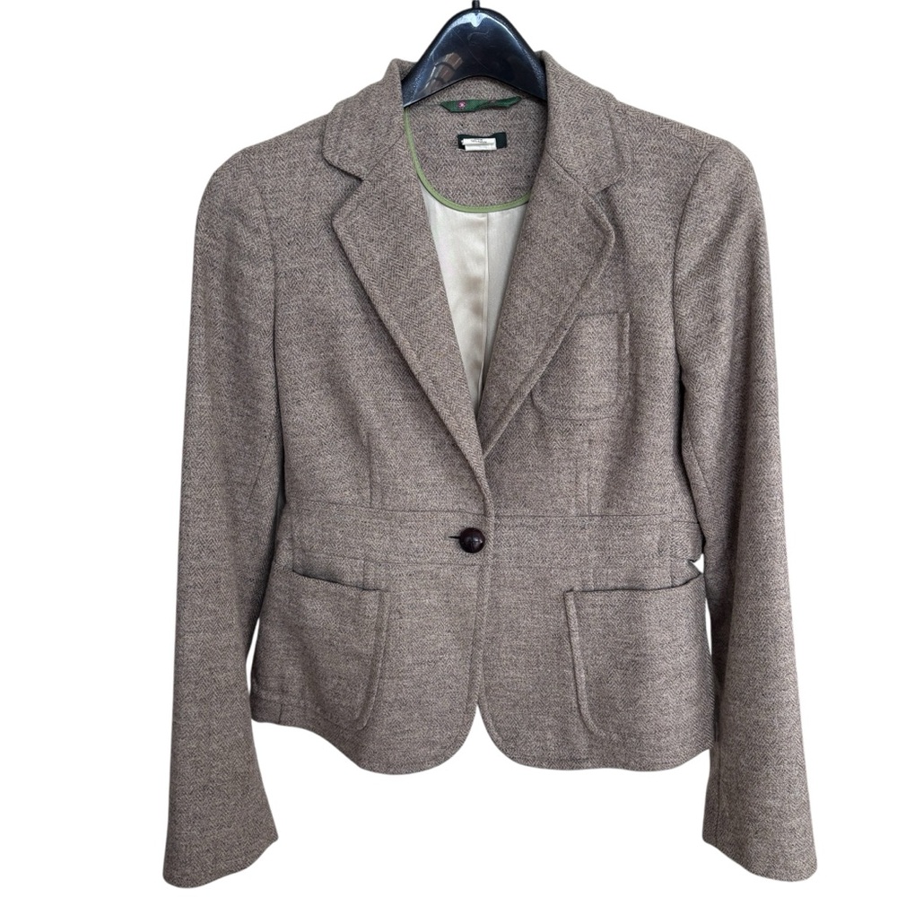 J. Crew by Robert Noble Lined Scottish Buckle Waist Tan Wool Vintage Blazer 6